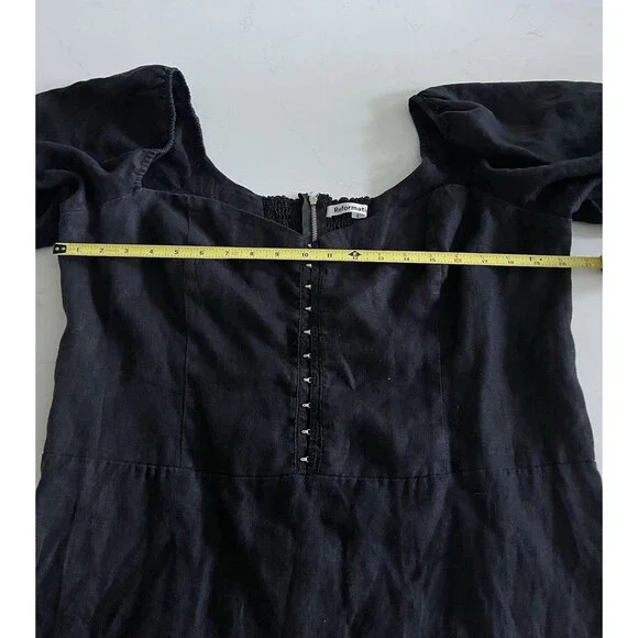 Reformation Seattle 100% Linen Puff Sleeve Mini Dress Size 18 - Picture 9 of 9